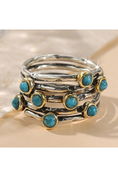 Choice3 9 Silver Plated B296 Bohemian Style Vintage Inlaid Synthetic Turquois...