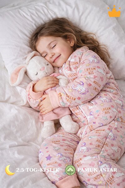Babyhola Kışlık Çocuk Uyku Tulumu 2.5 Tog Kalın Elyaf Dolgulu Pamuk Astarlı 2...