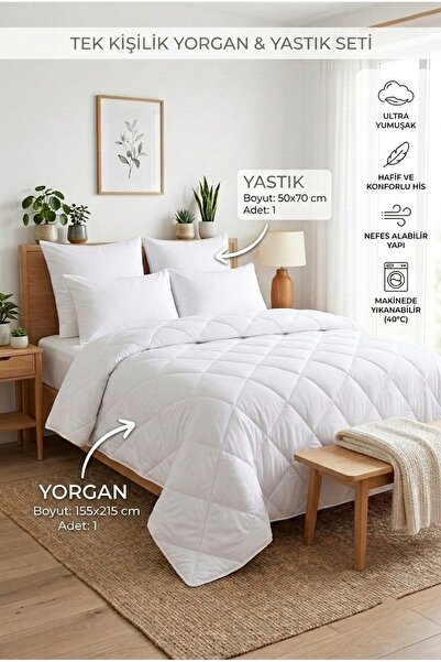 Miabella Home Yorgan Yastık Set Tek Kişilik Yorgan Antialerjik Terletmez Ultr...