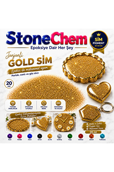 stonechem Gold Parlak Epoksi Sim 20 ml Yoğun Glitter Efekt