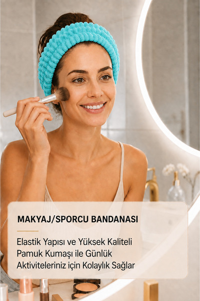 MEŞELİ TEKSTİL Elastic Towel Makeup Sports Headband Bandana