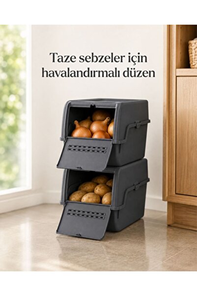 Jet's Home 2'li Mini Boy Patates Soğan Sepeti BPA Free Sebzelik Organizer Kut...