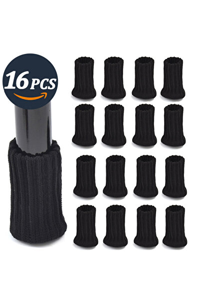 Choice 16PCS Black 16PCS Furniture Feet Knitted Protectors Chair Legs Floor A...