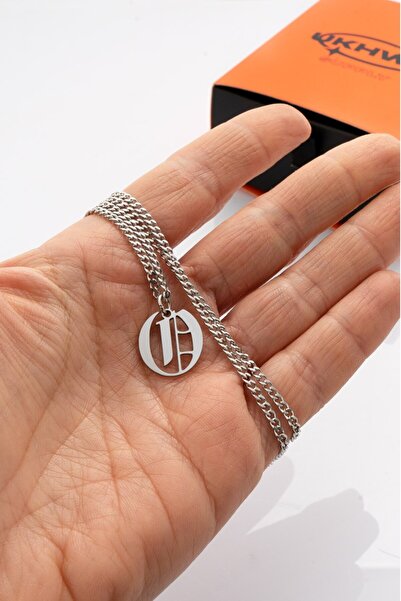 UKHWD SUPPLY 316L Steel Gothic O Letter Necklace Ka1111Gm
