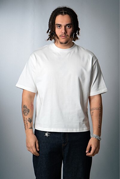 Crupt Studio Raw White White Boxy Crop Men's T-Shirt