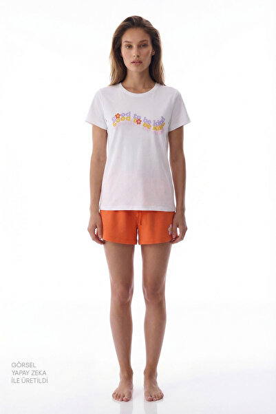 Penti Off-White Be Kind Baumwoll-Pyjama-Set mit Shorts