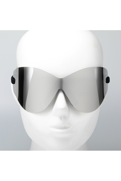 Choice1 black Silver Fashion Y2K Women Sunglasses Brand Rimless Oversize Anti...