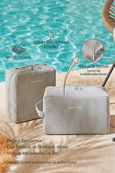 Ocean Home Textile 2 Adet Termal Astarlı Su İtici Leke Tutmaz Gri Jüt Keten M...