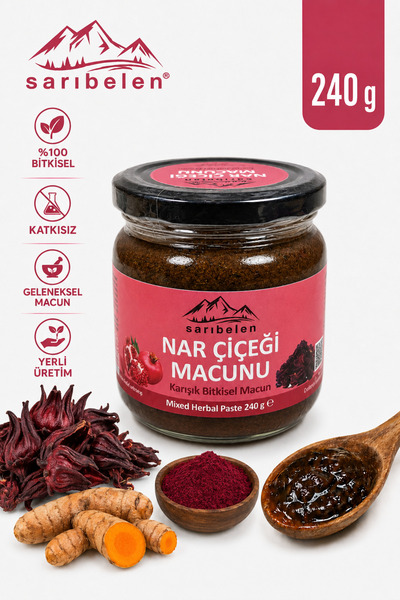 sarıbelen Nar Çiçeği Macunu 240 g | Pancar Tozu ve Hibiskus İçeren Karışık Bi...