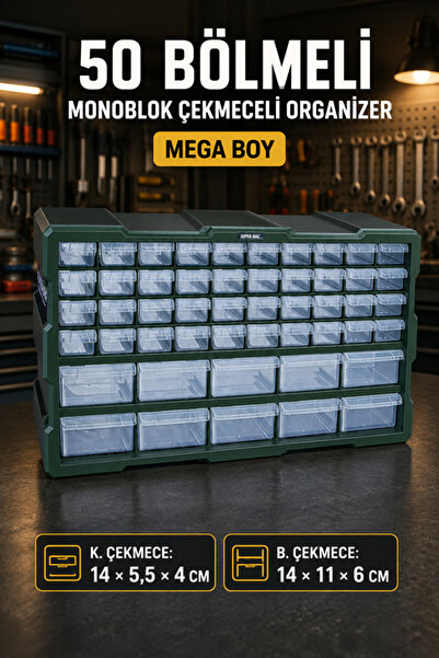 Begin Power 50 Bölmeli Monoblok Çekmeceli Organizer Mega Boy 6016
