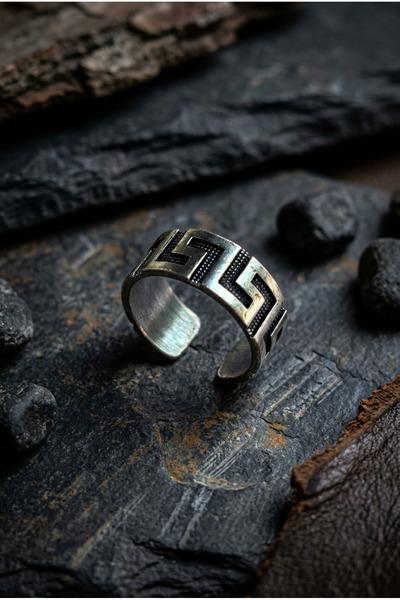 Begondio Labyrinth Patterned Special Design Masculine Adjustable Men's Ring