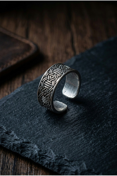Begondio Special Design Masculine Adjustable Men's Ring with Geometric Weave ...
