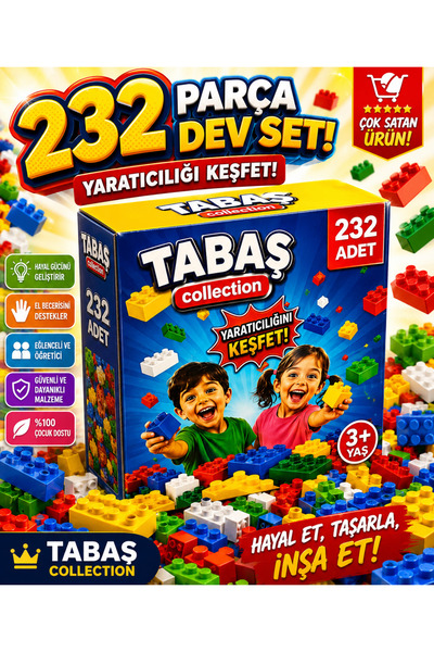 TABAŞCOLLECTİON 232 PARÇA LEGO SETİ EGİTİCİ ZEKA GELİŞTİRİCİ BLOKLAR OYUNCAK ...