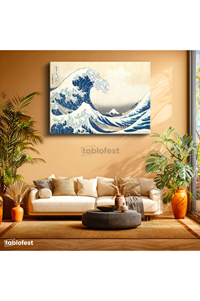 Tablofest Yatay Kanvas Tablo Hokusai Büyük Dalga Kanagawa Fuji Dağı Ukiyo-e J...