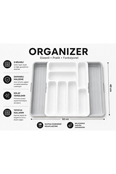 Turkco Organizator practic ajustabil cu 9 compartimente pentru sertare, organ...