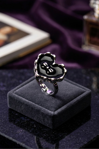 Begondio Gothic Bow Black Heart Stylish and Modern Design Minimal Adjustable ...