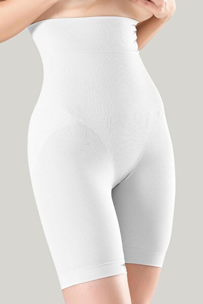 Miss Fit Women's White Mid-Calf Corset with Silicone 1227
