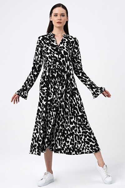 ALEXANDERGARDI Long Dress with Ruffled Sleeves and Pattern (B22-41600)