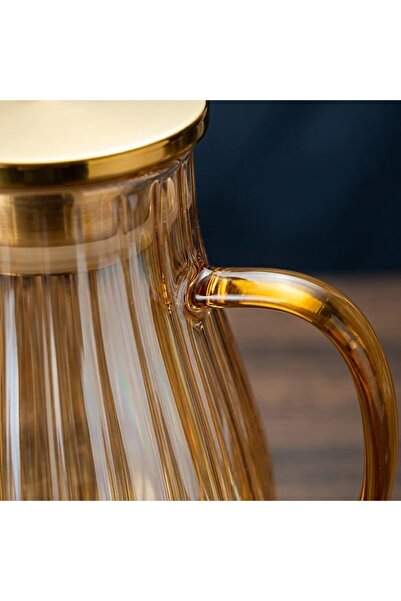Qerhome Borosilikat Cam Papatya Model Amber Sürahi 1800 Ml DR-23