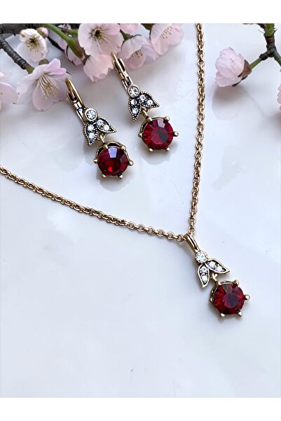 FAYRA ACCESSORIES Zircon Stone Single Stone Clip Earrings and Necklace Set