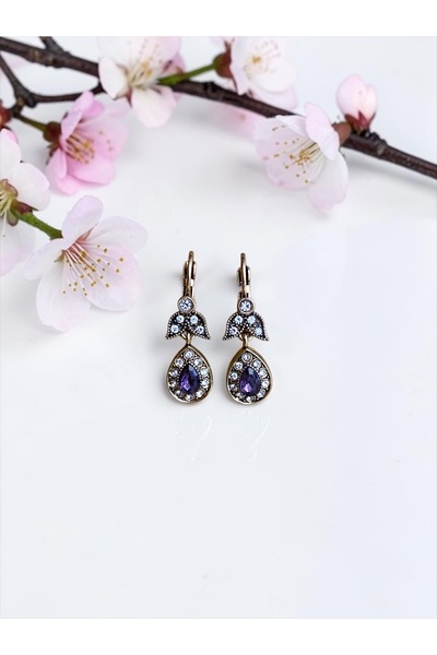 FAYRA ACCESSORIES Kristal Taşlı Küçük Su Damlası Sallantılı Küpe