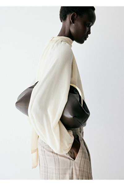 MANGO Woman High-neck gathered blouse