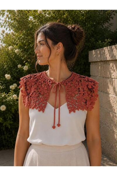 alinastore New Generation Shoulder Shawl Collar with Lace Details
