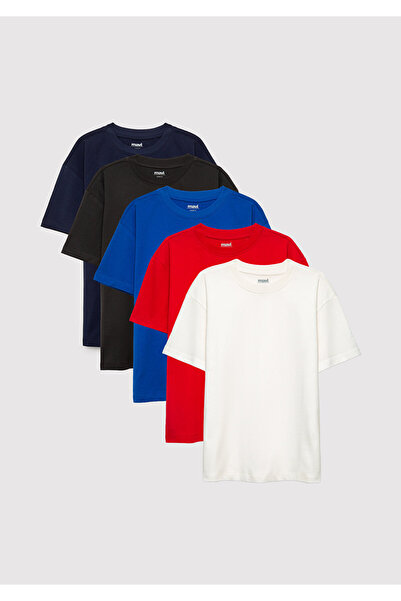 Mavi 5li Çocuk Basic Tişört Loose Fit / Bol Rahat Kesim 6610503-80638