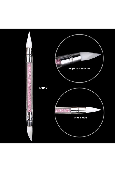 Choice 1pc Pink 1/5 Pcs Silicone Nail Tools Dual Tipped Nail Art Sculpture Pe...