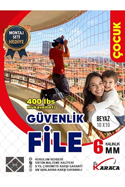 KARACAFİLE 3x7 Mt Balkon Çocuk Güvenlik Filesi - 6mm Kalınlık, 10x10 Gözenek ...