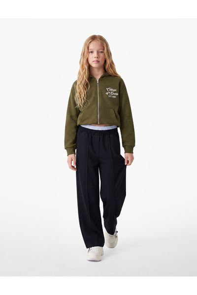 Koton Elastic Waist Pocketed Viscose Blend Wide Leg Trousers