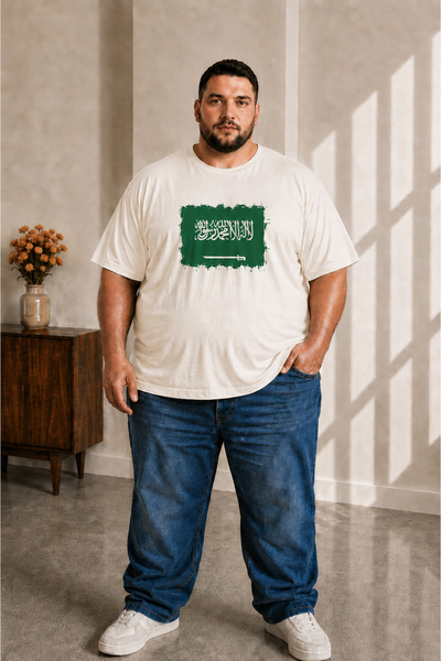 sngl tekstil Tricou cu mânecă scurtă pentru bărbați, mărime mare, cu steagul ...