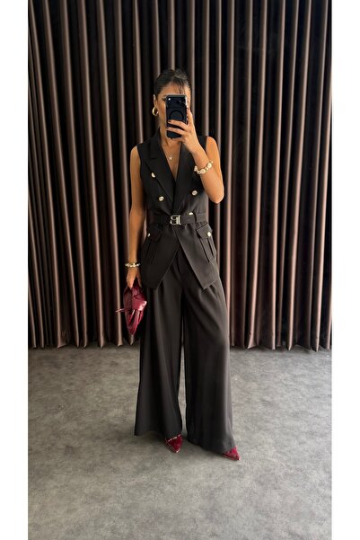 ZF BUTİK Women's B Belted Vest Suit