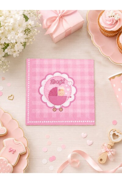 Parti Adresi Kız Bebek Baby Shower Konsept Kağıt Peçete 20'li