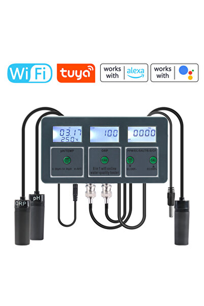 Choice EU Plug Tuya WiFi 8 In 1 Water Quality Detector S.G/PH/EC/ORP/TDS/CF/S...