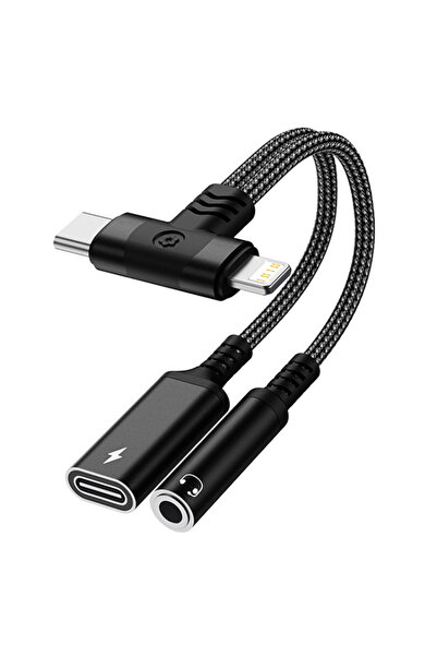 Choice1 Black 2 in 2 Lightning/USB Type C to 3.5mm Headphone Audio Aux Jack A...
