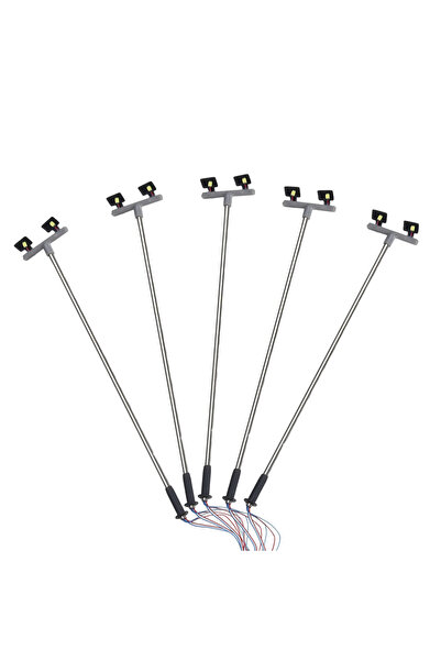Choice 5 Pack Model Railway Yard Lights Twin LED Lamps OO 00 Guage Flood Ligh...