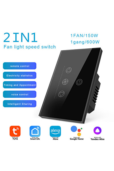 Choice 1216WN-BLACK-01 WiFi Smart Switch for Ceiling Fan Light US Standard Re...