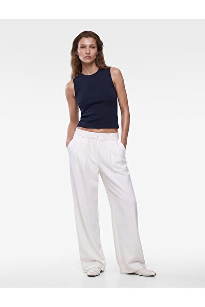 Koton Pleated Straight Wide-Leg Baggy Fabric Trousers with Pockets