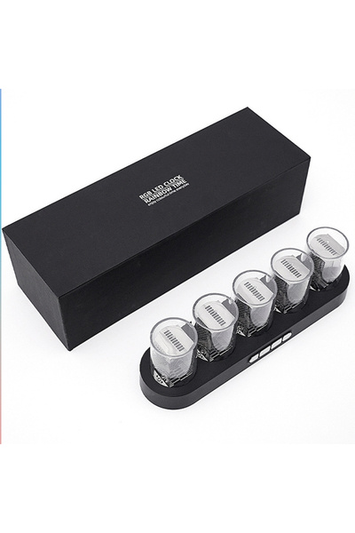 Choice BLACK Digital Nixie Tube Clock with RGB LED Glows for Game Room Deskto...