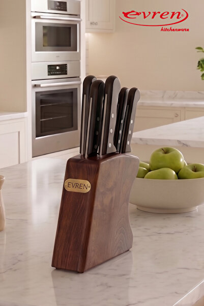 Evren 7 Piece Superior Steel Knife Set with Stand (Vegetable, Bread, Kitchen,...