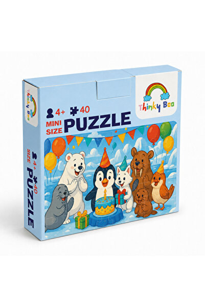 Thinky Boo Kutupta Doğum Günü Mini Puzzle 40 Parça 3-7 Yaş Eğitici Çocuk Puzz...