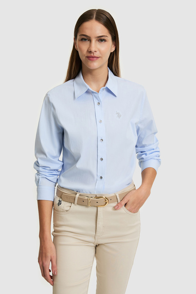 U.S. Polo Assn. Kadın Açık Mavi Uzun Kollu Basic Gömlek 50320187-VR003