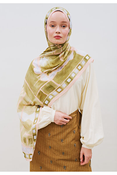 Freshscarfs Abstract Blocks Desen Rami Viskon Şal Haki