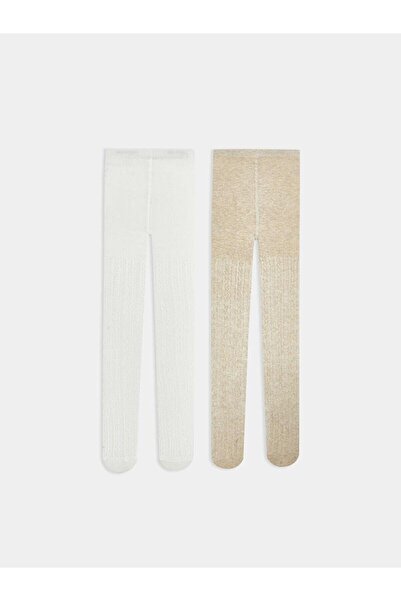 LC Waikiki Self-Patterned Baby Girl Pantyhose 2-Pack (W5)