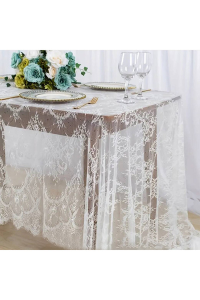 Choice1 150x300CM white Rectangular Lace Tablecloth Vintage Table Cloth Weddi...