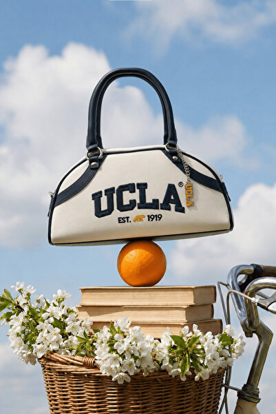 UCLA حقيبة بولينج نسائية من فرانسيس باللون الأزرق الداكن مع حزام كتف مطرز