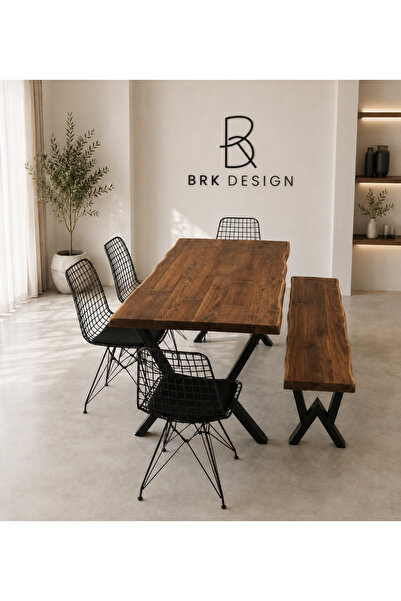 HFAY DESİGN Masif Yemek Masası Banklı Sandalyeler Hariç 80x130
