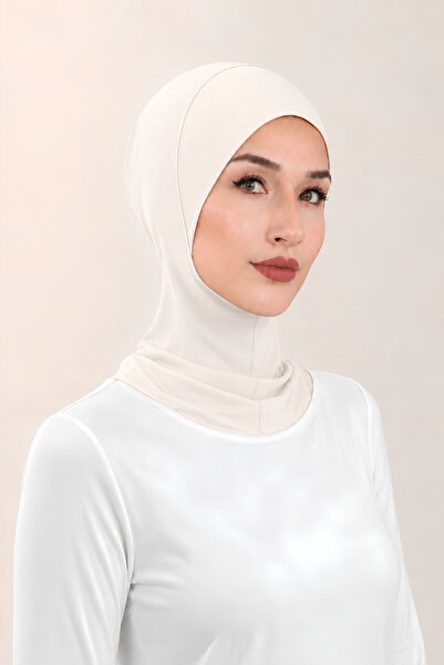 Jusmart Ecru Cotton Neck Collar Hijab Bonnet |   Non-Slip Flexible Cap |   Co...