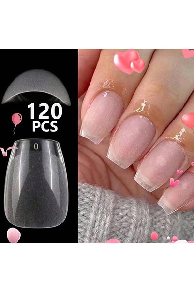 Choice أظافر صناعية حمراء قصيرة بشكل اللوز شبه مطفأة اللمعة - 120 قطعة - مثال...